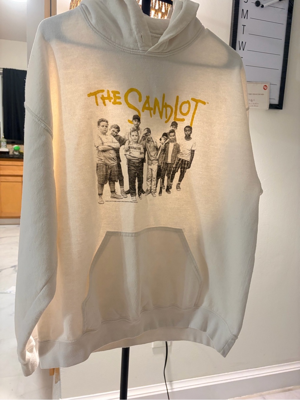 Gildan Cream The Sandlot Graphic Hoodie with Yellow Logo